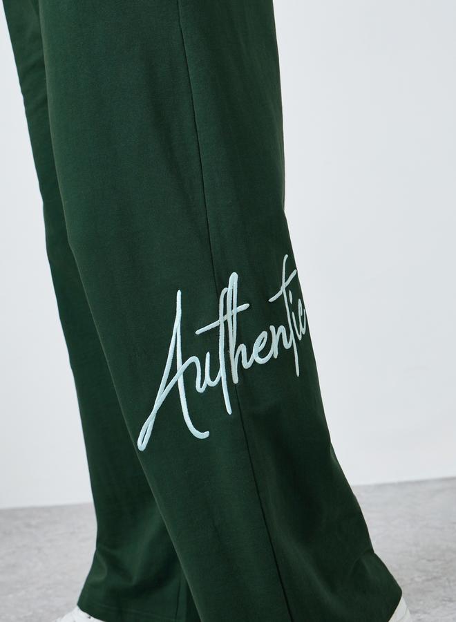 Styli Men Green Embroidered Joggers - Image 2